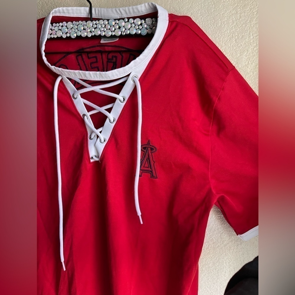 victoria secret pink angels mlb jersey top